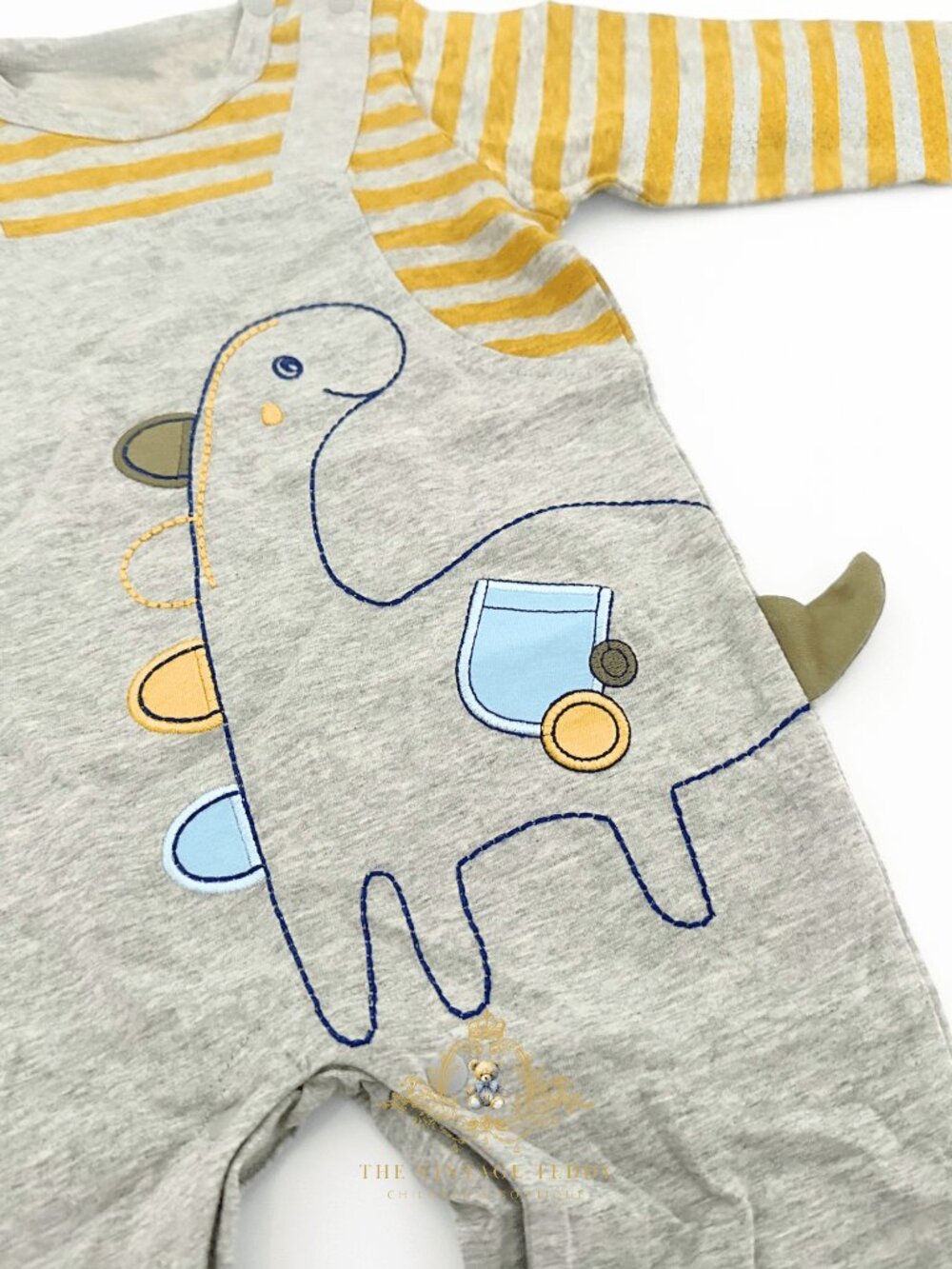 NWT Cute Baby Sleep N' Play One-piece Bodysuit Pajama Embroidery Dinosaur 0-3M - Picture 2 of 2